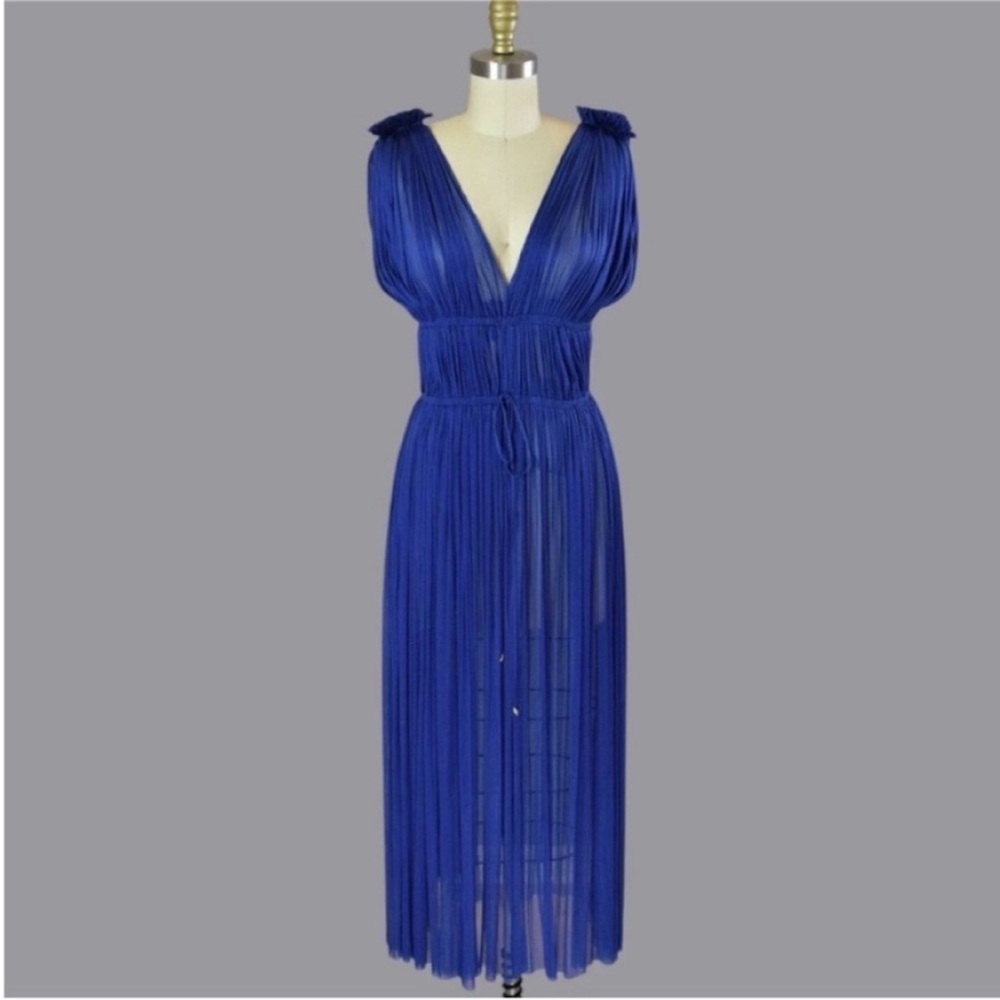ELENA MAKRI Vereniki Silk Midi Dress in Cobalt Blue One Size GREECE
